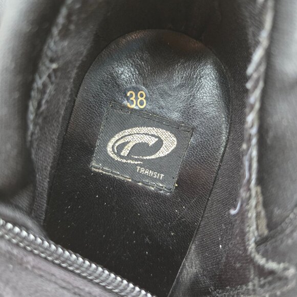 Vintage 90s Y2K Black Chunky Heel Knee High Boots US Size 8 Stretchy Faux Suede - Picture 13 of 13